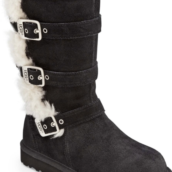 UGG kid's Maddie black buckle boots Size 1 GUC